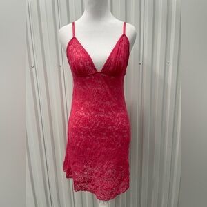 Victorias Secret Y2K Pink Lace Sheer Fitted Bodycon Slip Dress Large Bratz Party